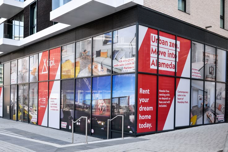 Custom window graphics promoting business visibility
