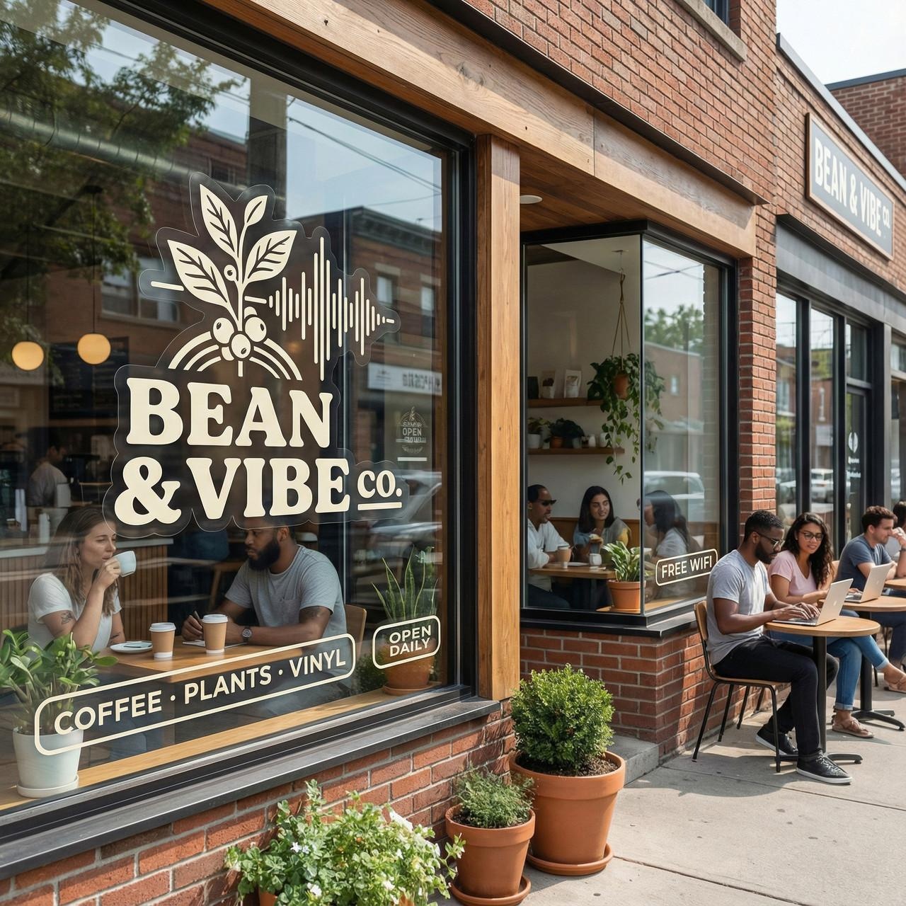 Eye catching storefront window graphics with vinyl decals attracting foot traffic